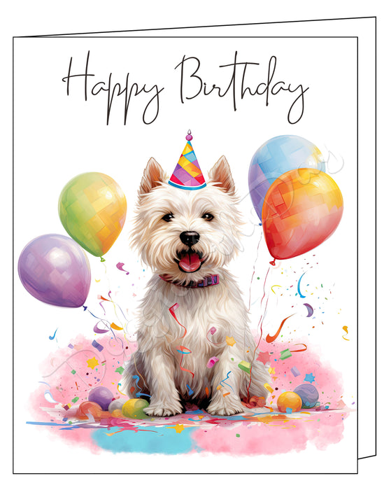 Happy Birthday Greeting Cards West Highland White Terrier - Cute Note Cards for Dog Lovers - Blank Inside Envelope Included, GCHB00295