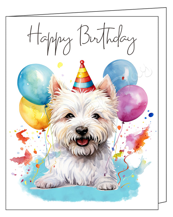 Happy Birthday Greeting Cards West Highland White Terrier - Cute Note Cards for Dog Lovers - Blank Inside Envelope Included, GCHB00296