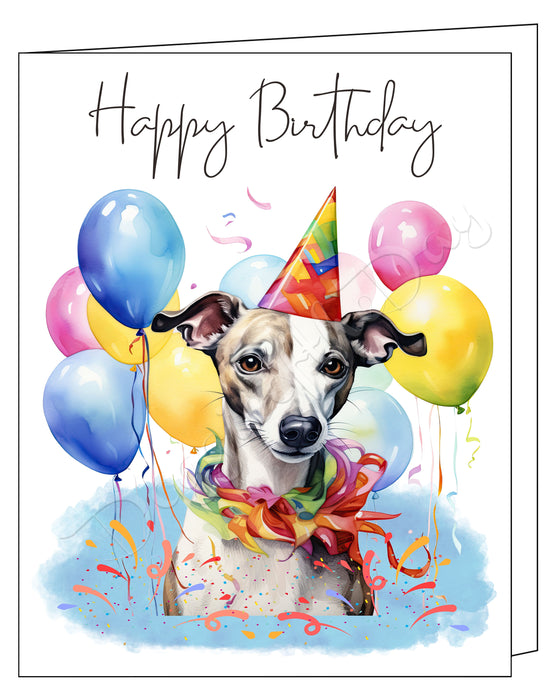 Happy Birthday Greeting Cards Whippet - Cute Note Cards for Dog Lovers - Blank Inside Envelope Included, GCHB00300