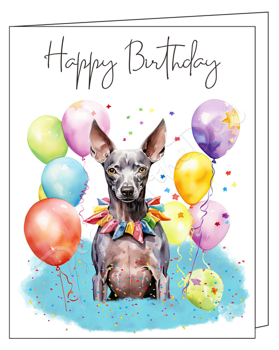 Happy Birthday Greeting Cards Xoloitzcuintli - Cute Note Cards for Dog Lovers - Blank Inside Envelope Included, GCHB00302