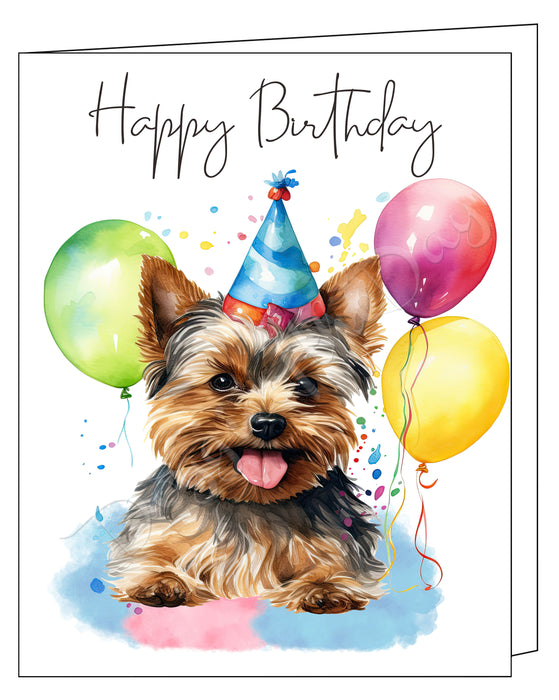 Happy Birthday Greeting Cards Yorkie - Cute Note Cards for Dog Lovers - Blank Inside Envelope Included, GCHB00307