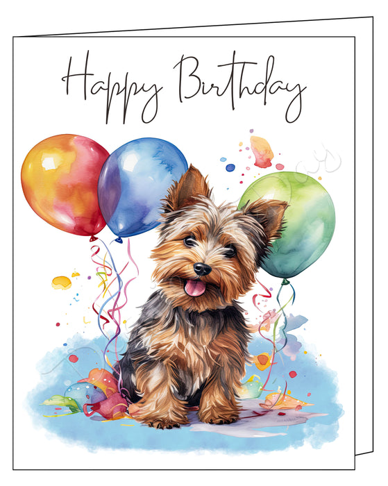 Happy Birthday Greeting Cards Yorkie - Cute Note Cards for Dog Lovers - Blank Inside Envelope Included, GCHB00308
