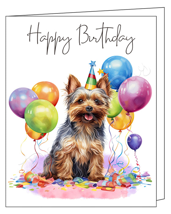 Happy Birthday Greeting Cards Yorkie - Cute Note Cards for Dog Lovers - Blank Inside Envelope Included, GCHB00309