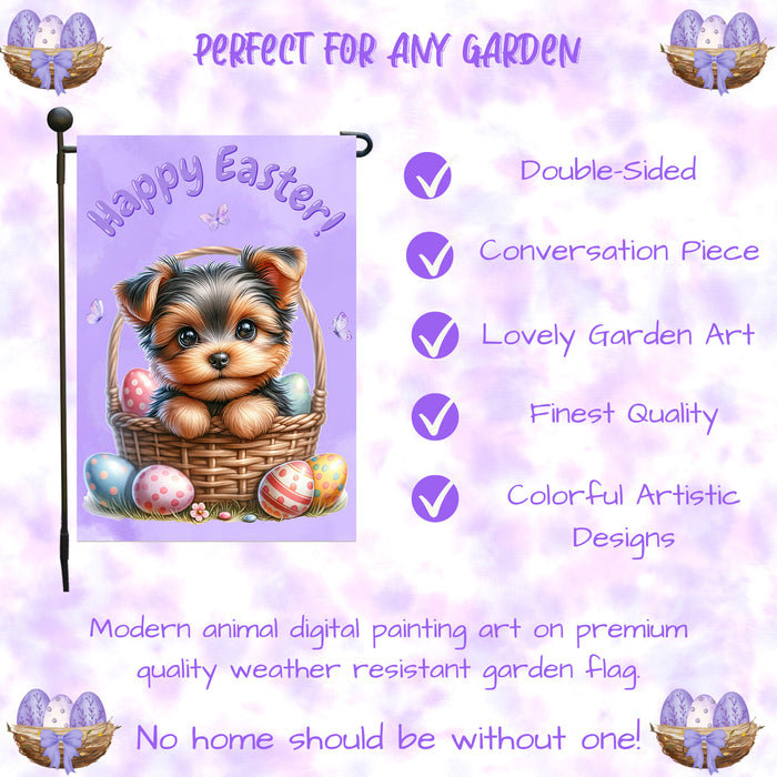 Yorkshire Terrier Dog Garden Flag Dog Easter Spring Outdoor Yard Decor 12x18 Inch Single Side and Double Sided