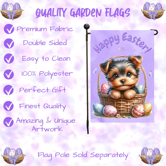 Yorkshire Terrier Dog Garden Flag Dog Easter Spring Outdoor Yard Decor 12x18 Inch Single Side and Double Sided