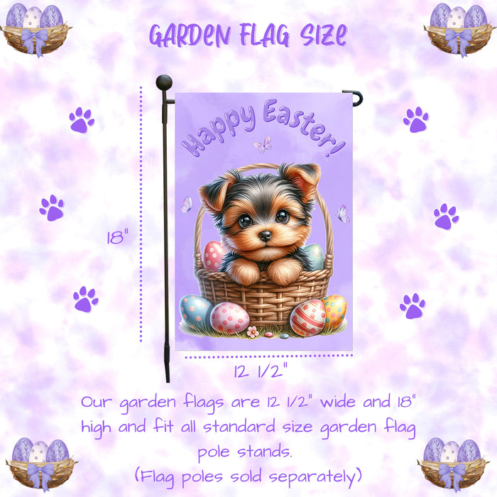 Yorkshire Terrier Dog Garden Flag Dog Easter Spring Outdoor Yard Decor 12x18 Inch Single Side and Double Sided