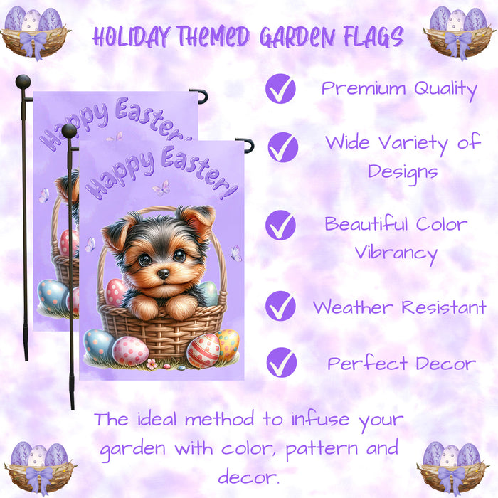 Yorkshire Terrier Dog Garden Flag Dog Easter Spring Outdoor Yard Decor 12x18 Inch Single Side and Double Sided