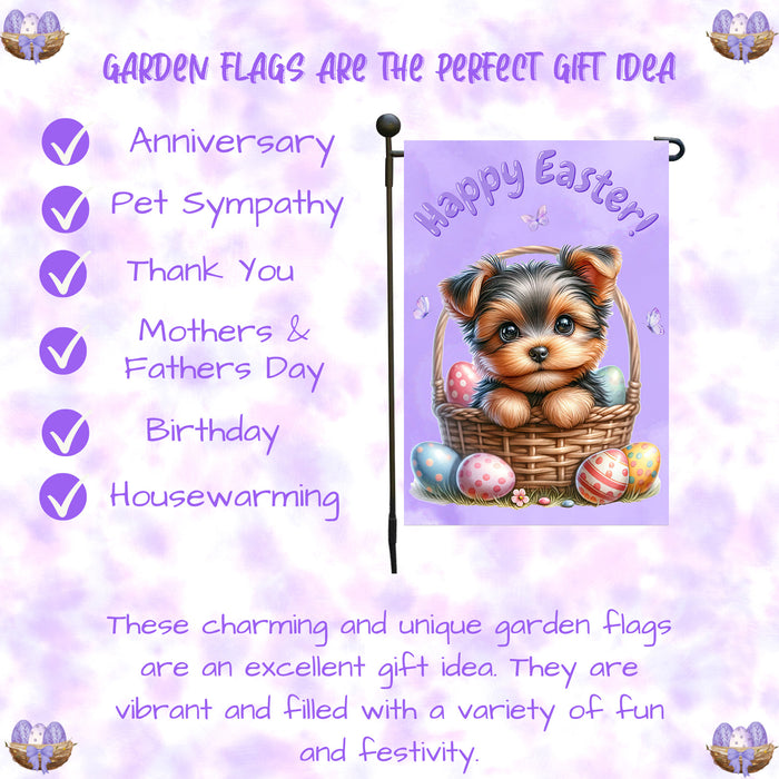 Yorkshire Terrier Dog Garden Flag Dog Easter Spring Outdoor Yard Decor 12x18 Inch Single Side and Double Sided