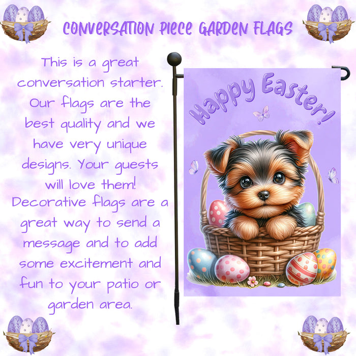 Yorkshire Terrier Dog Garden Flag Dog Easter Spring Outdoor Yard Decor 12x18 Inch Single Side and Double Sided
