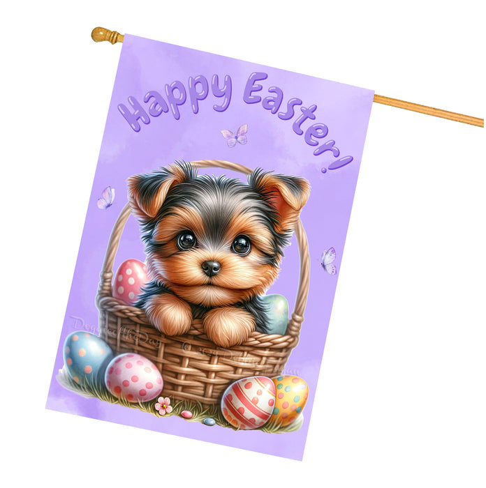 Yorkshire Terrier Spring Dog House Flag Easter Yard Lawn Holiday Décor Banner 28x40 Inch Double-Sided