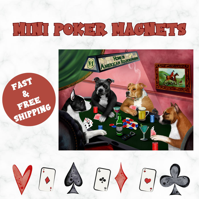 Home Of American Staffordshire 4 Dogs Playing Poker Magnet Mini (3.5" x 2")