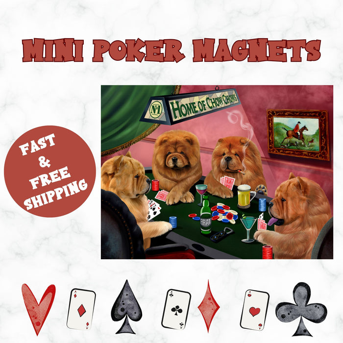 Home Of Chow Chow 4 Dogs Playing Poker Magnet Mini (3.5" x 2")