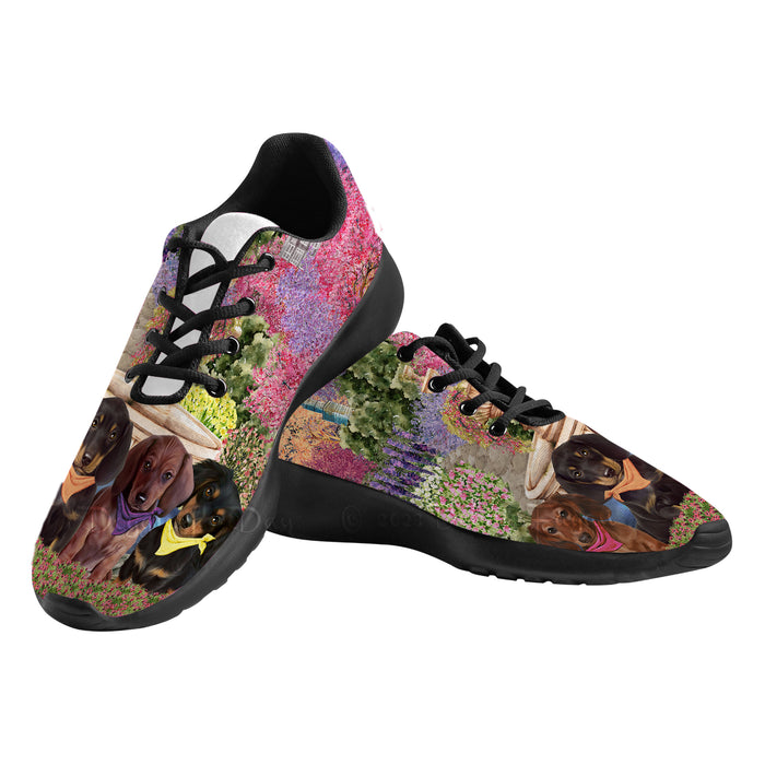 Floral Park Dachshund Dog on Women's Athletic Shoes