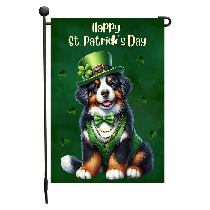 Bernese Mountain Dog St Patricks Day Garden Flag 12 x 18 Inch Shamrock Outdoor Yard Decor