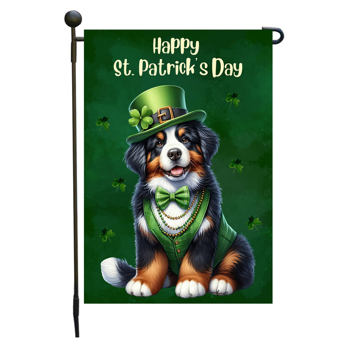 Bernese Mountain St. Patrick's Day Irish Dog Garden Flag, Paddy's Day Party Decor, Green Design, Pet Gift, Double Sided, Irish Doggy Delight