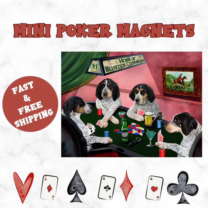 Home of Bluetick Coonhound 4 Dogs Playing Poker Magnet MAG67482 (Mini 3.5" x 2")