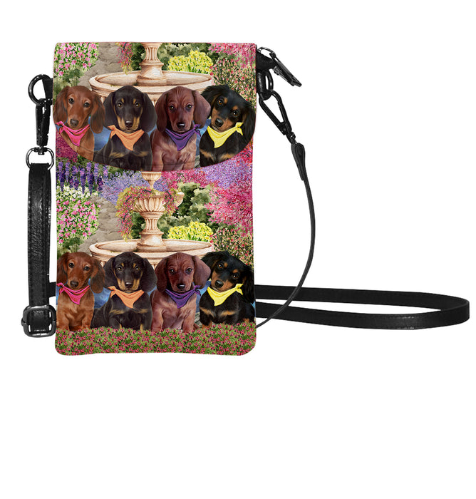 Dachshund Dog Floral Park Cell Phone Purse - Small