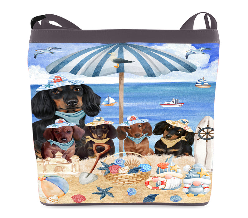 Nautical summer beach Dachshund Dog on Crossbody Bags