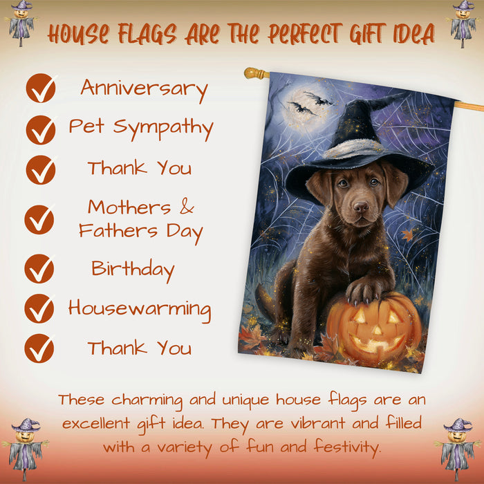 Chesapeake Bay Retriever Dog Halloween House Flag with Pumpkin and Happy Halloween Fall Harvest Porch Banner Autumn Farmhouse Outdoor Home Decoration for Dog Lovers Double Sided 28 x 40