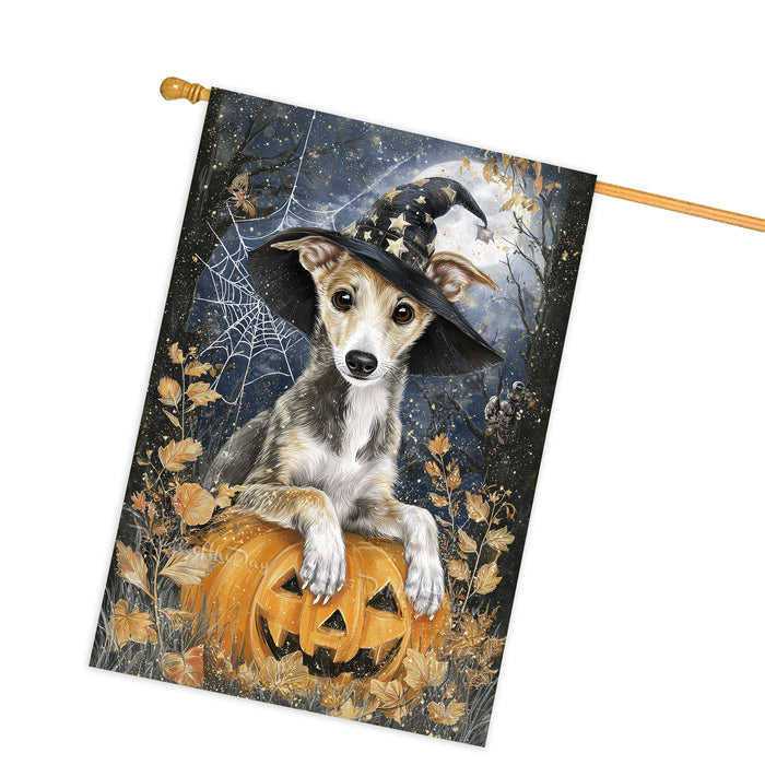 Greyhound Pumpkin Bat Halloween House Flag 28 x 40 Inch Fall Porch Banner Autumn Harvest Outdoor Home Decor Double Sided Dog Lover Gift