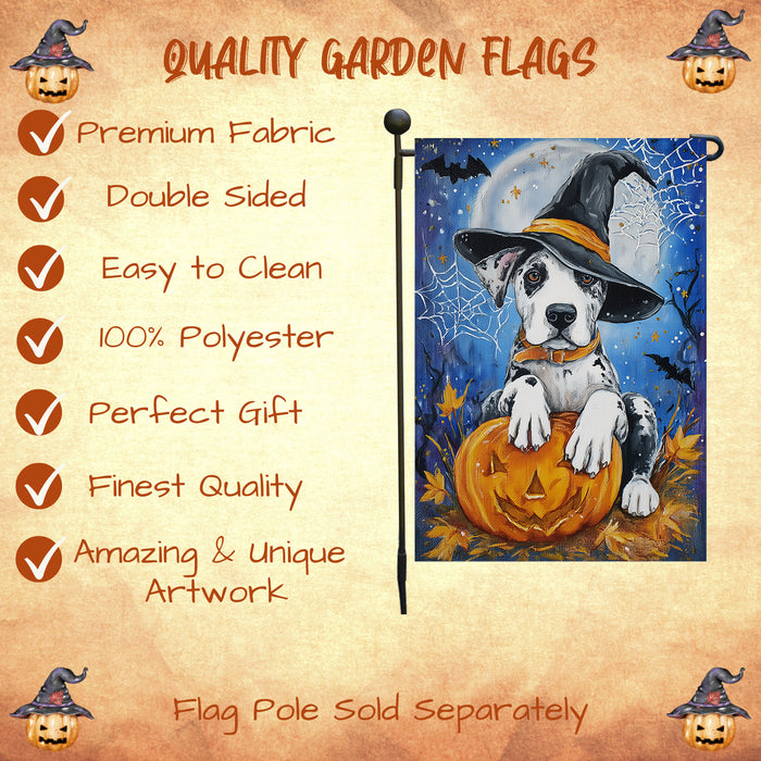 Great Dane Spooky Moon Halloween Garden Flag Fall Outdoor Yard Decor Holiday Porch Banner Dog Lover Gift Single or Double Sided 12.5 x 18 Inch