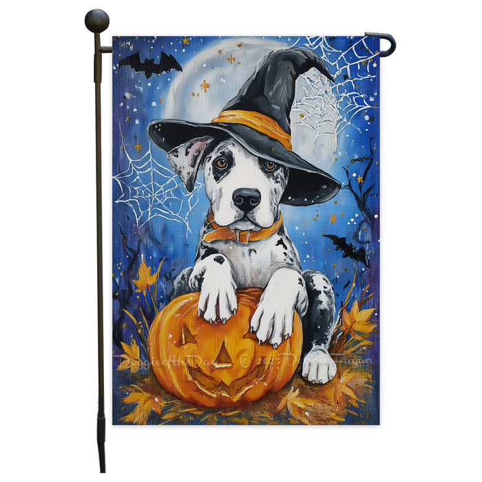 Great Dane Spooky Moon Halloween Garden Flag Fall Outdoor Yard Decor Holiday Porch Banner Dog Lover Gift Single or Double Sided 12.5 x 18 Inch