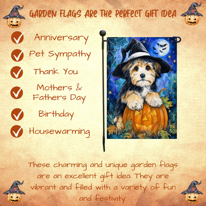 Havanese Halloween Scary Pumpkin Bat Garden Flag 12.5 x 18 Inch Fall and Thanksgiving Yard Decor for Porch or Lawn Single or Double Sided