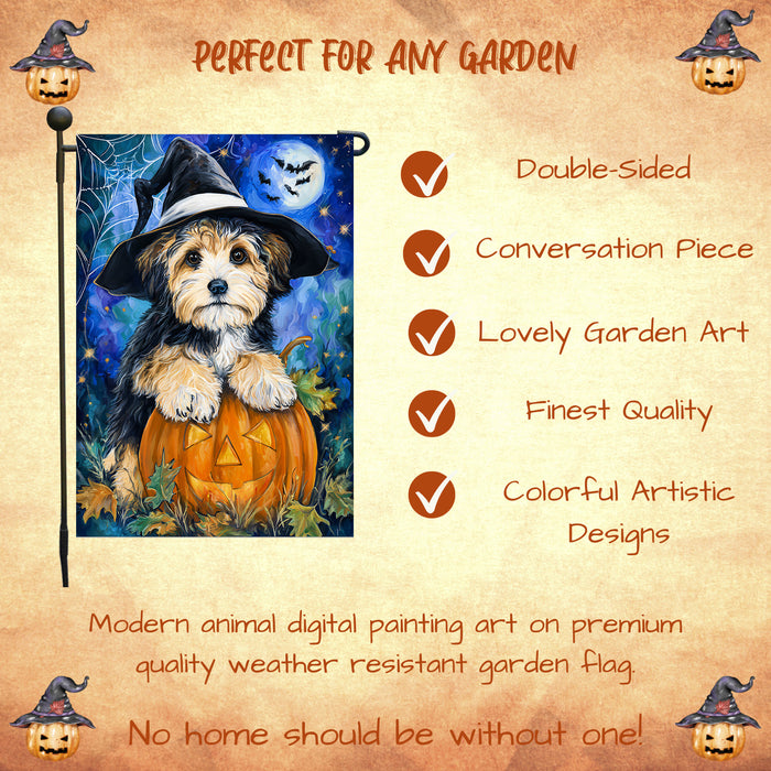 Havanese Halloween Scary Pumpkin Bat Garden Flag 12.5 x 18 Inch Fall and Thanksgiving Yard Decor for Porch or Lawn Single or Double Sided