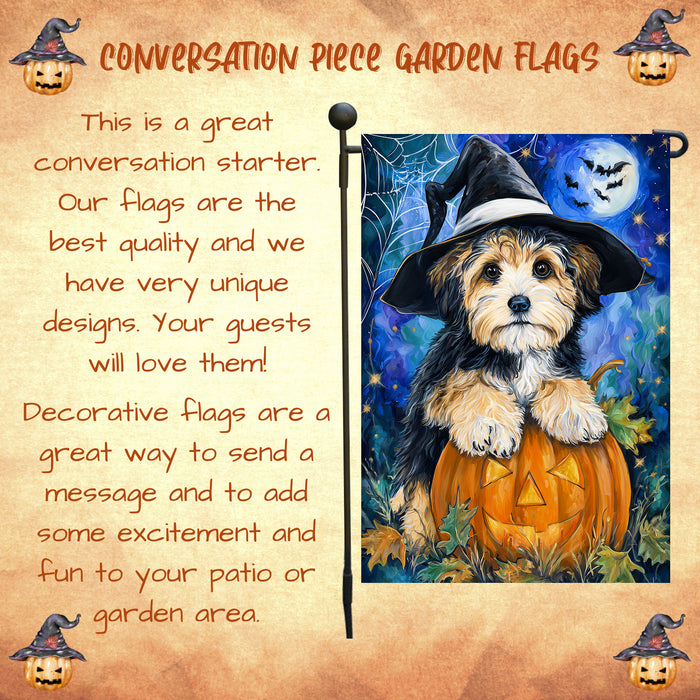 Havanese Halloween Scary Pumpkin Bat Garden Flag 12.5 x 18 Inch Fall and Thanksgiving Yard Decor for Porch or Lawn Single or Double Sided