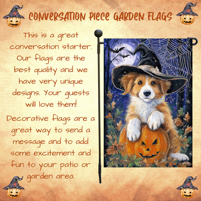 Nova Scotia Duck Tolling Retriever Halloween Garden Flag 12.5 x 18 Inch Witch Dog Pumpkin Outdoor Yard Banner for Autumn Lawn Party Decor