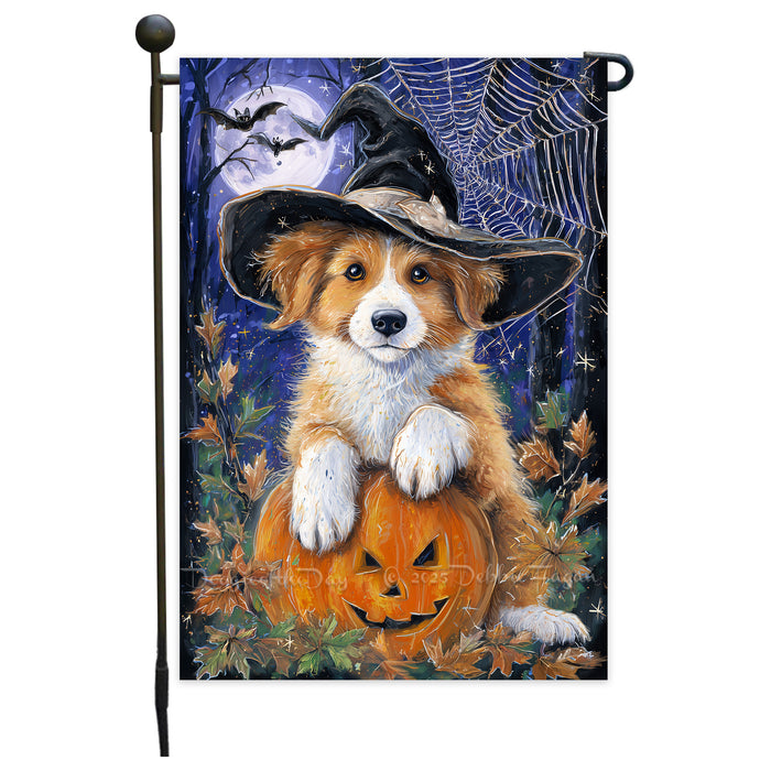 Nova Scotia Duck Tolling Retriever Halloween Garden Flag 12.5 x 18 Inch Witch Dog Pumpkin Outdoor Yard Banner for Autumn Lawn Party Decor