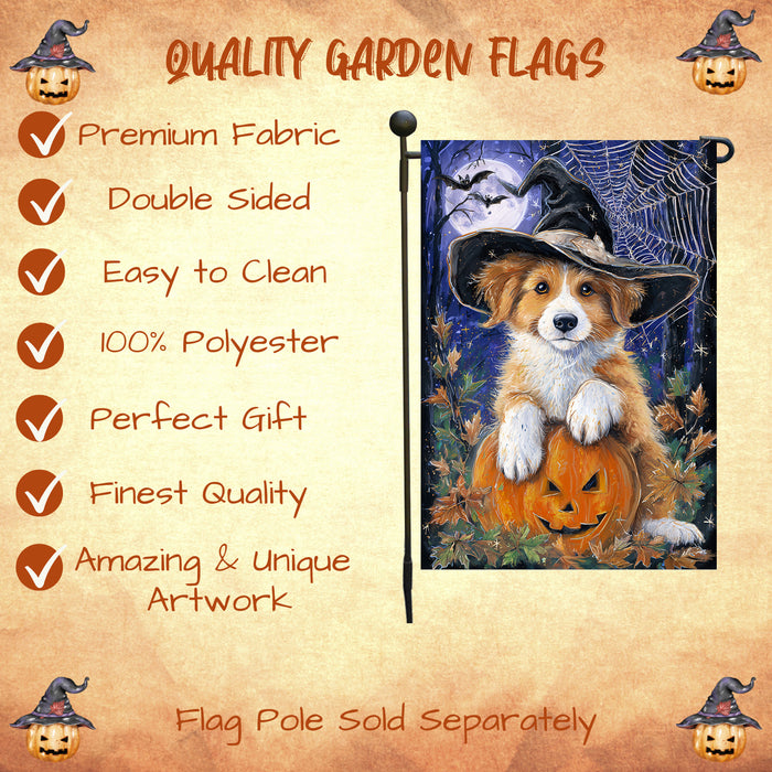 Nova Scotia Duck Tolling Retriever Halloween Garden Flag 12.5 x 18 Inch Witch Dog Pumpkin Outdoor Yard Banner for Autumn Lawn Party Decor