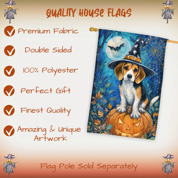 Treeing Walker Coonhound Halloween House Flag Pumpkin Dog Large Outdoor Banner Fall Porch Yard Decoration 28 x 40 Inch