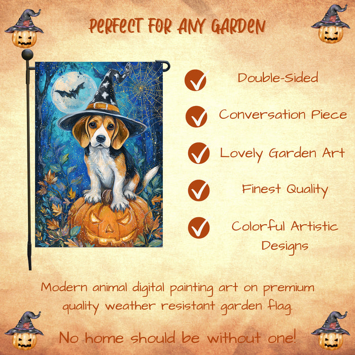 Treeing Walker Coonhound Halloween Garden Flag Pumpkin Dog Yard Banner Fall Outdoor Farmhouse Decor 12.5 x 18 Inch