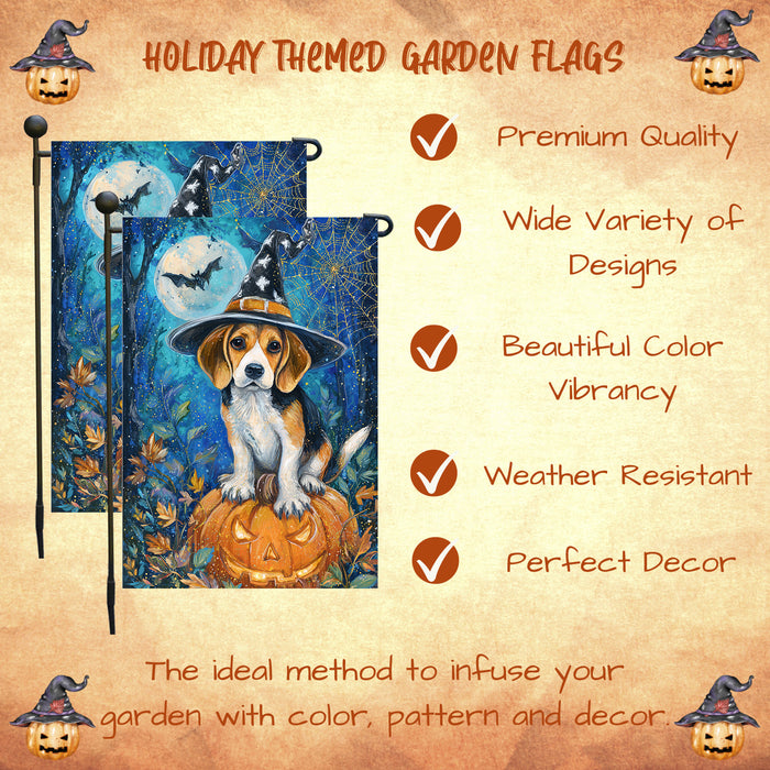 Treeing Walker Coonhound Halloween Garden Flag Pumpkin Dog Yard Banner Fall Outdoor Farmhouse Decor 12.5 x 18 Inch