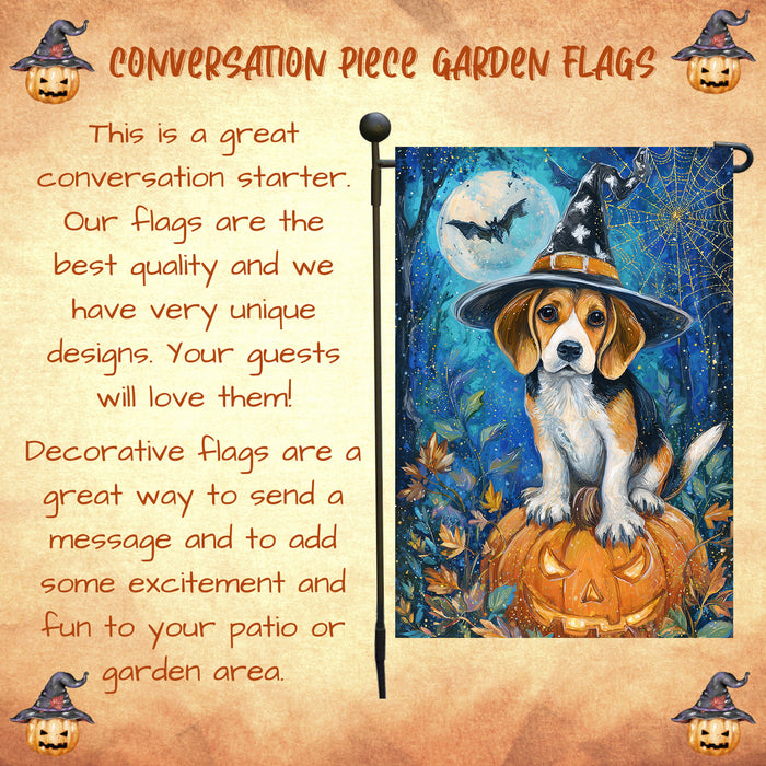 Treeing Walker Coonhound Halloween Garden Flag Pumpkin Dog Yard Banner Fall Outdoor Farmhouse Decor 12.5 x 18 Inch