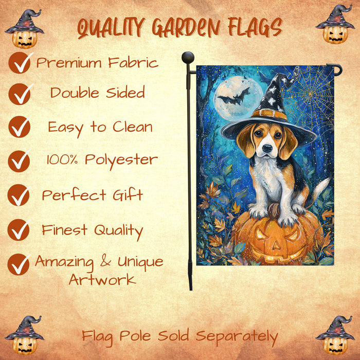Treeing Walker Coonhound Halloween Garden Flag Pumpkin Dog Yard Banner Fall Outdoor Farmhouse Decor 12.5 x 18 Inch