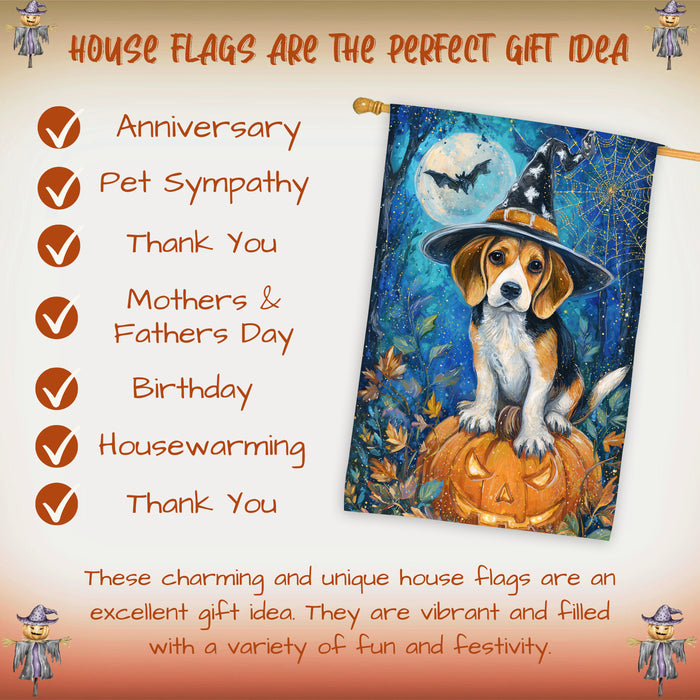 Treeing Walker Coonhound Halloween House Flag Pumpkin Dog Large Outdoor Banner Fall Porch Yard Decoration 28 x 40 Inch