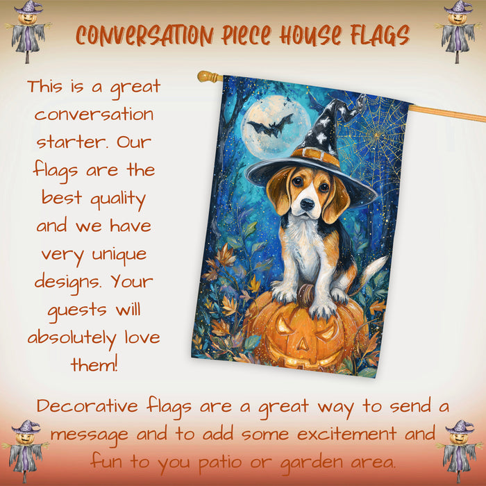 Treeing Walker Coonhound Halloween House Flag Pumpkin Dog Large Outdoor Banner Fall Porch Yard Decoration 28 x 40 Inch