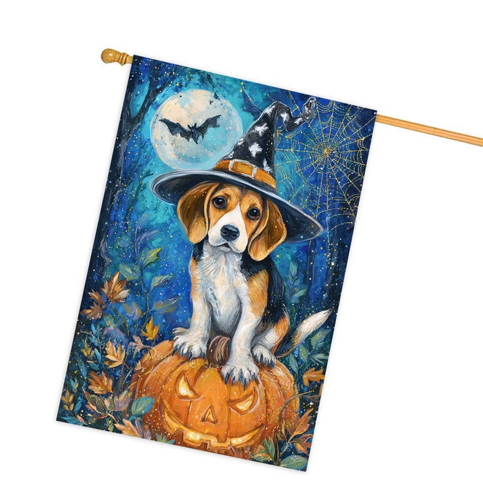 Treeing Walker Coonhound Halloween House Flag Pumpkin Dog Large Outdoor Banner Fall Porch Yard Decoration 28 x 40 Inch