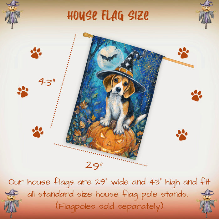 Treeing Walker Coonhound Halloween House Flag Pumpkin Dog Large Outdoor Banner Fall Porch Yard Decoration 28 x 40 Inch