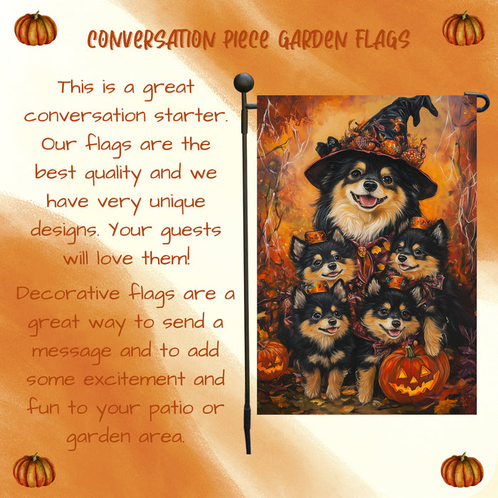 Welcome Finnish Lapphund Dog Witch Hat Yard Flag for Outside Dog Spooky Patio Banner Outdoor Decoration for Porch Lawn Seasonal Welcome Sign for Dog Moms Garden Flag