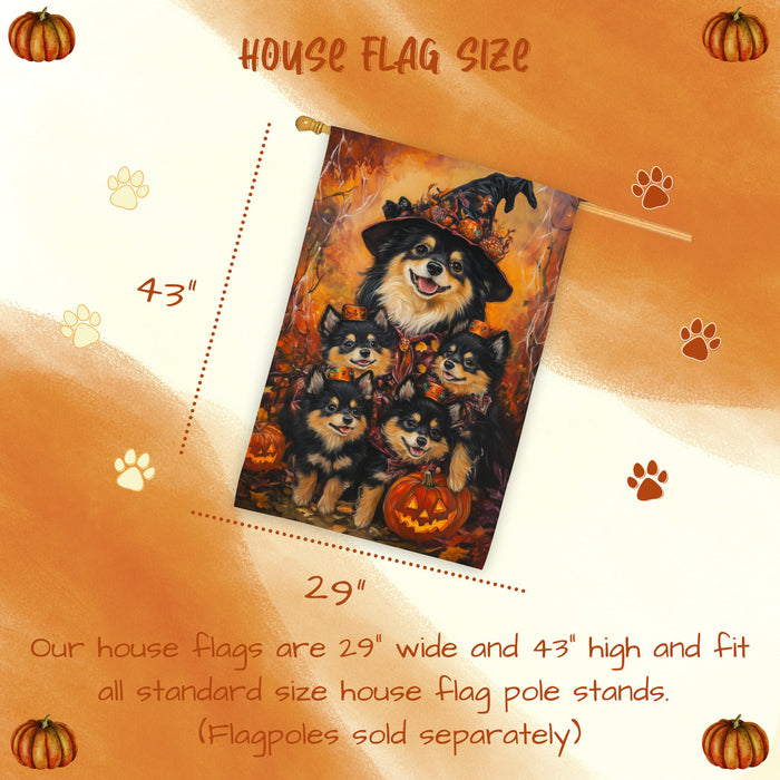 Finnish Lapphund Dog Spooky Halloween House Flag Autumn Pumpkin Porch Decoration for Outside Fall Yard Welcome Banner for Pet Owners and Dog Lovers