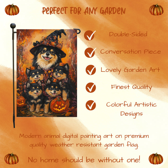 Welcome Finnish Lapphund Dog Witch Hat Yard Flag for Outside Dog Spooky Patio Banner Outdoor Decoration for Porch Lawn Seasonal Welcome Sign for Dog Moms Garden Flag