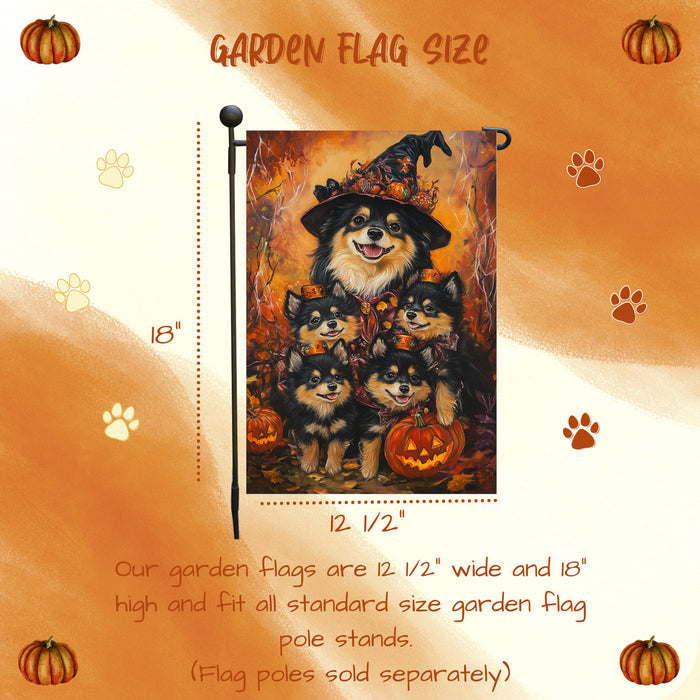 Welcome Finnish Lapphund Dog Witch Hat Yard Flag for Outside Dog Spooky Patio Banner Outdoor Decoration for Porch Lawn Seasonal Welcome Sign for Dog Moms Garden Flag