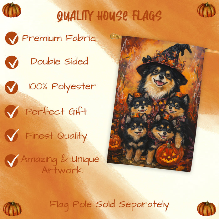 Finnish Lapphund Dog Spooky Halloween House Flag Autumn Pumpkin Porch Decoration for Outside Fall Yard Welcome Banner for Pet Owners and Dog Lovers