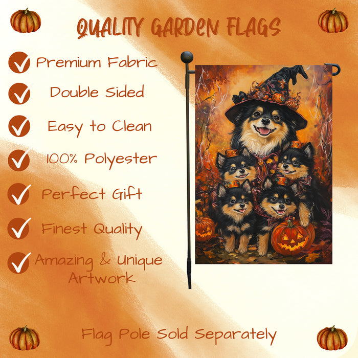 Welcome Finnish Lapphund Dog Witch Hat Yard Flag for Outside Dog Spooky Patio Banner Outdoor Decoration for Porch Lawn Seasonal Welcome Sign for Dog Moms Garden Flag