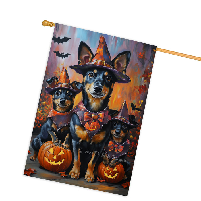 Halloween Witch Australian Kelpie Dog House Flag Fall Pumpkin Yard Banner Outdoor Farmhouse Porch Decor for Holiday and Autumn Seasonal Decoration
