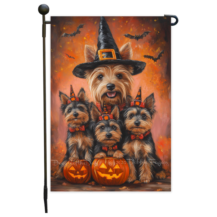 Australian Terrier Pumpkin Witch Hat Yard Banner Autumn Outdoor Decor for Porch Lawn Pathway Dog Lover Holiday Gift Thanksgiving Garden Mailbox Flag