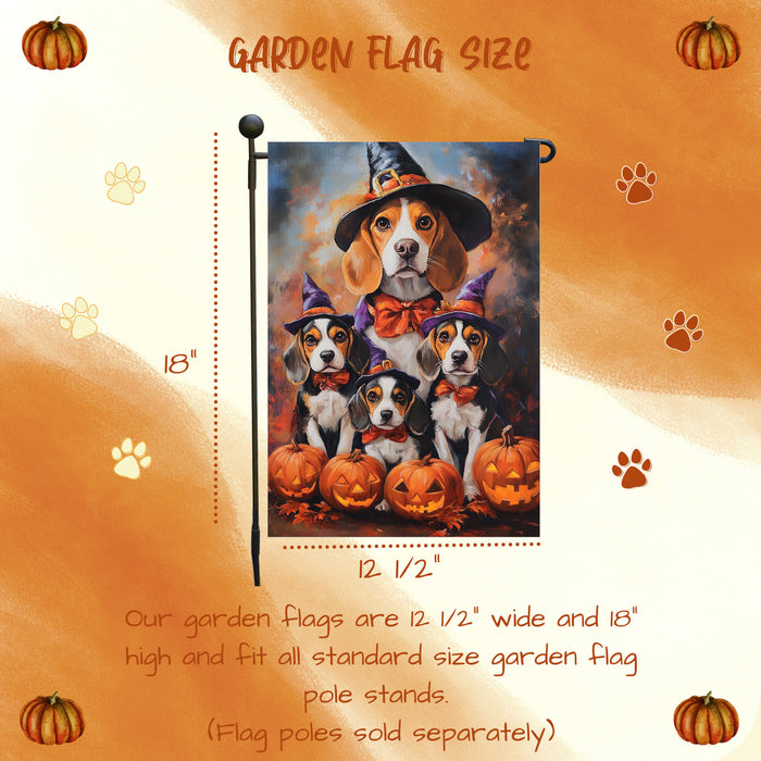 Witch Hat Beagle Halloween Decor Dog Jack O Lanterns Pumpkin Garden Flag for Pet Moms Holiday Outdoor Yard Flag Maple Leaf Decorations for Home